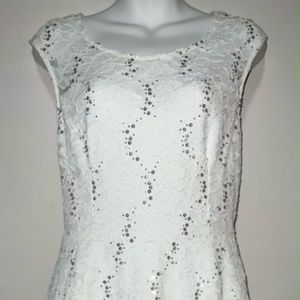 white sequin lace dress